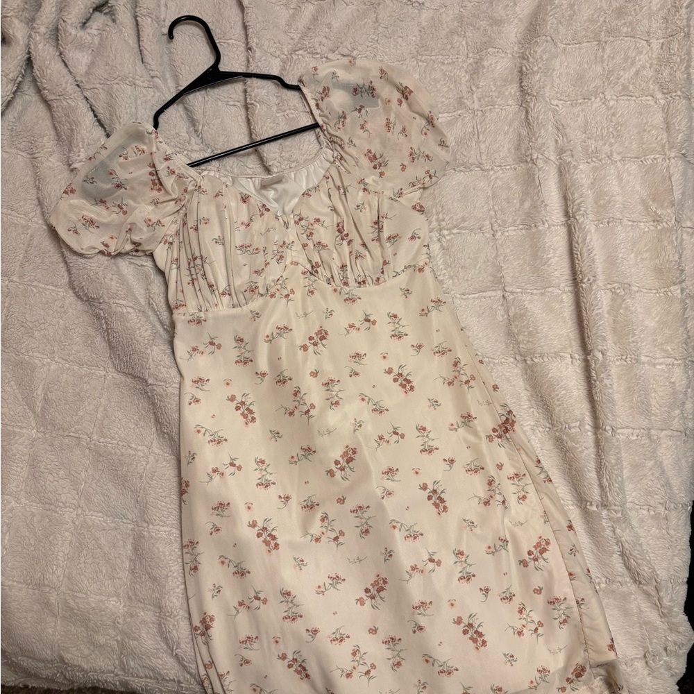 No Boundaries Floral Mini Dress - Cream and Pink